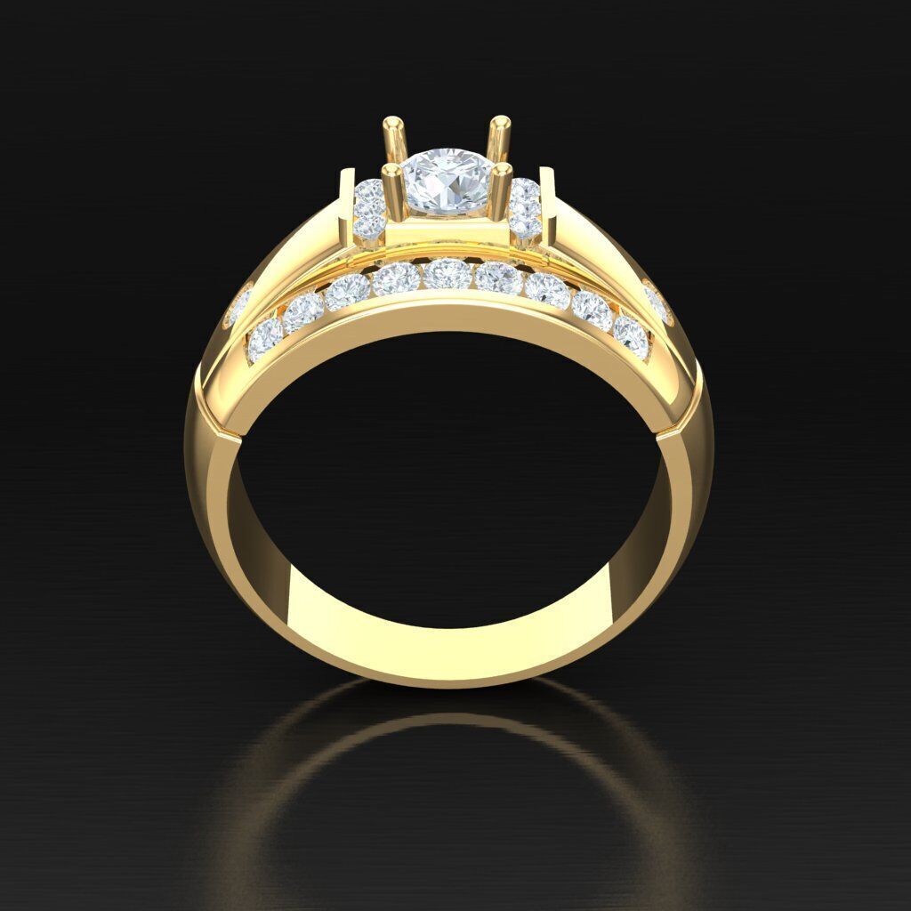 Light Gold Diamond Men Ring 2MR004 3D model_3