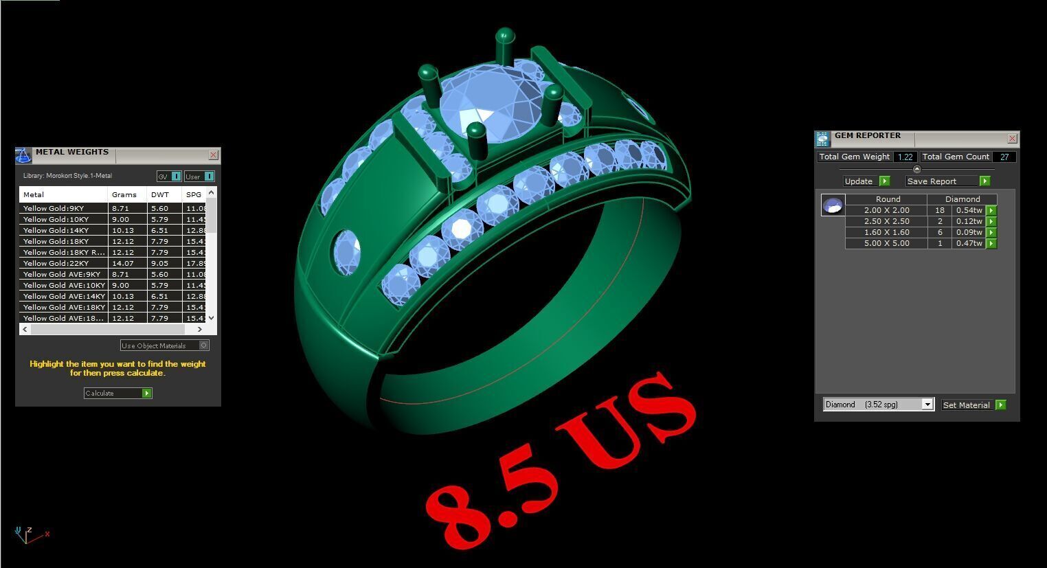 Light Gold Diamond Men Ring 2MR004 3D model_4