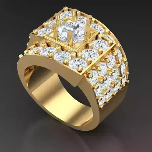 Light Gold Diamond Men Ring 2MR005