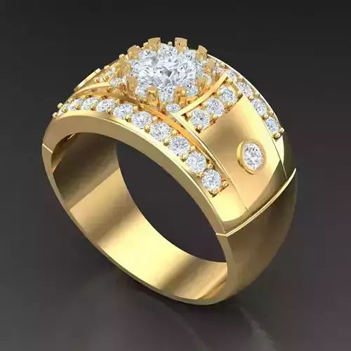 Light Gold Diamond Men Ring 2MR006