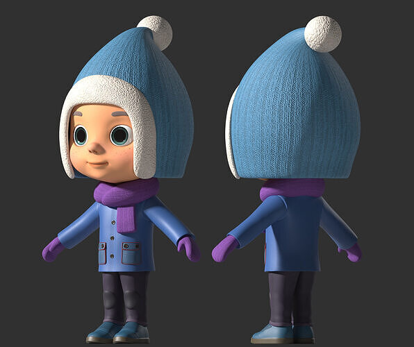 cartoon boy child winter clothing 3D model