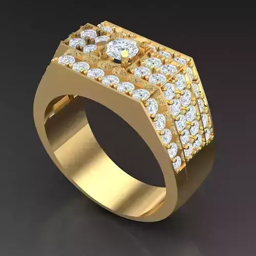 Light Gold Diamond Men Ring 2MR011