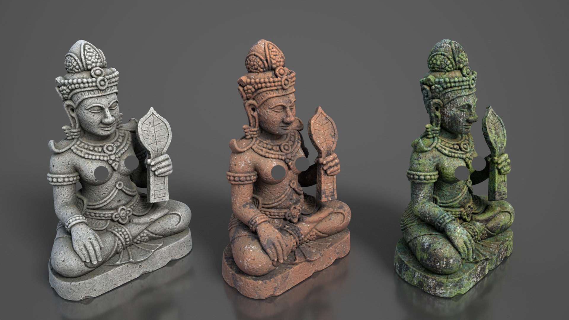 Ancient Khmer Statues Pack A-250523 3D Model Collection_3