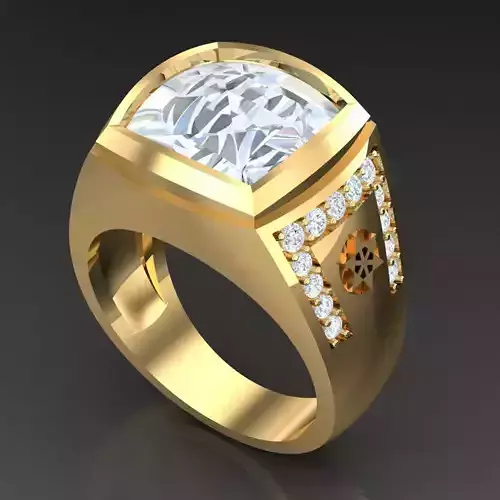Light Gold Diamond Men Ring 2MR015