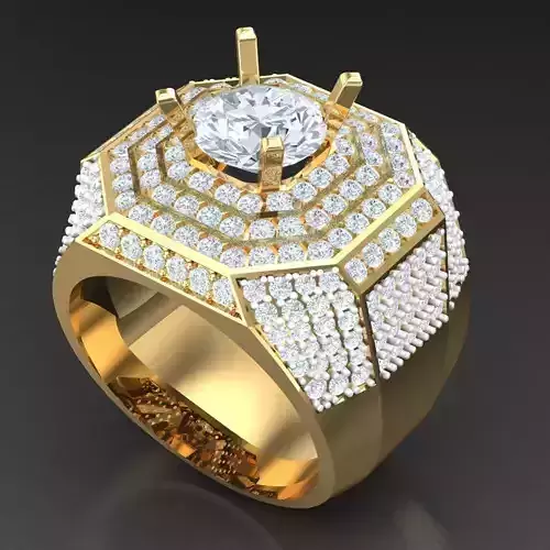 Light Gold Diamond Men Ring 2MR016