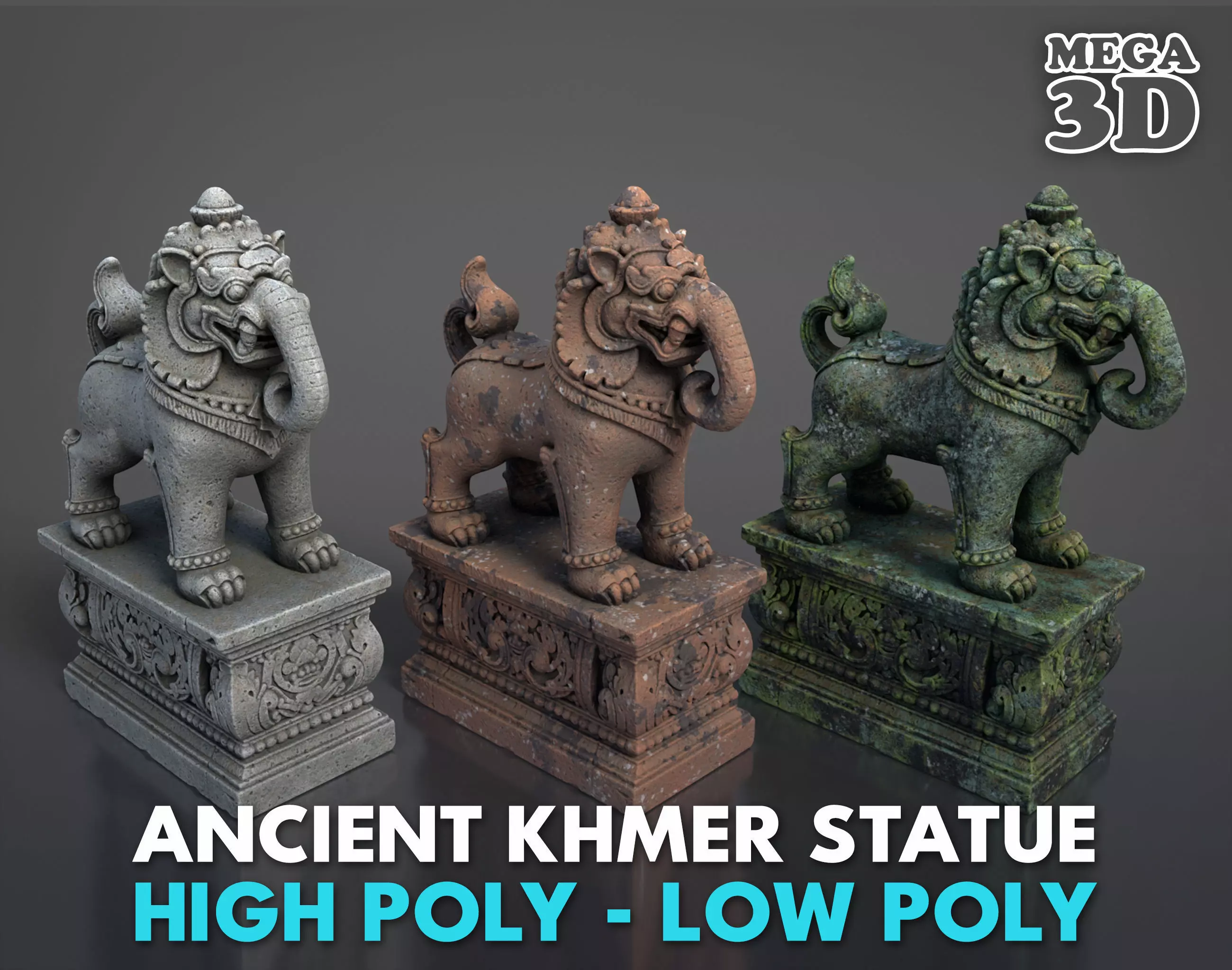Ancient Khmer Statue19-250523 Low-poly 3D model_0