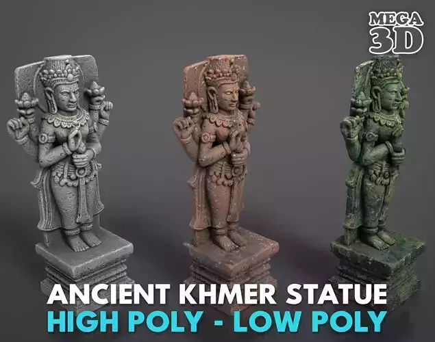 Ancient Khmer Statue20-250523 Low-poly 3D model