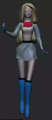 Silent Cutie Stylized Anime Girl 3D Model Print and Editable