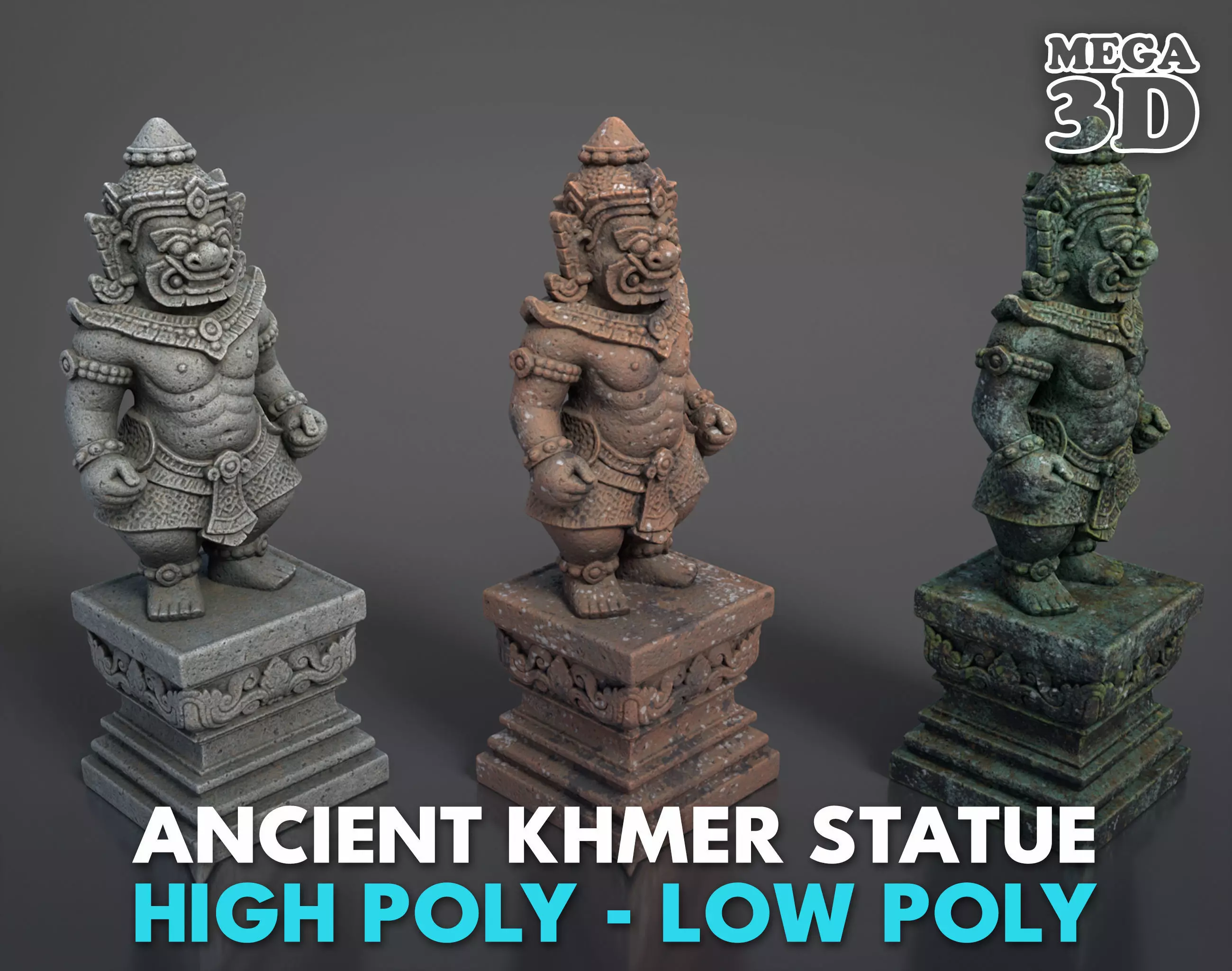 Ancient Khmer Statue21-250523 Low-poly 3D model_0