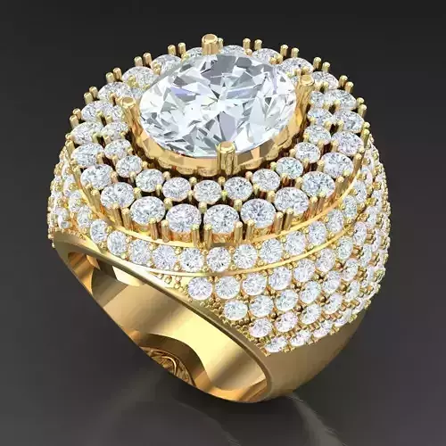 Light Gold Diamond Men Ring 2MR019