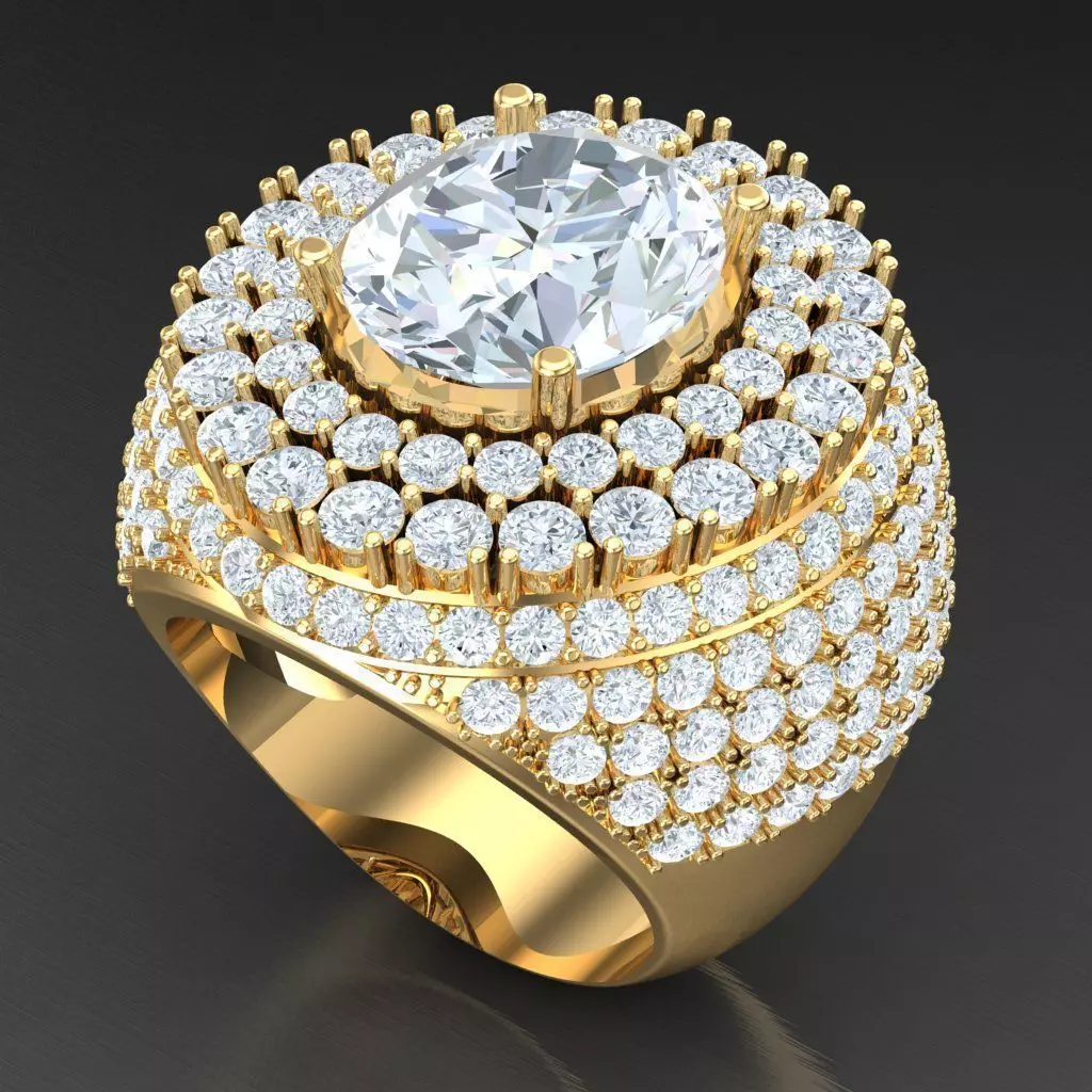 Light Gold Diamond Men Ring 2MR019 3D print model