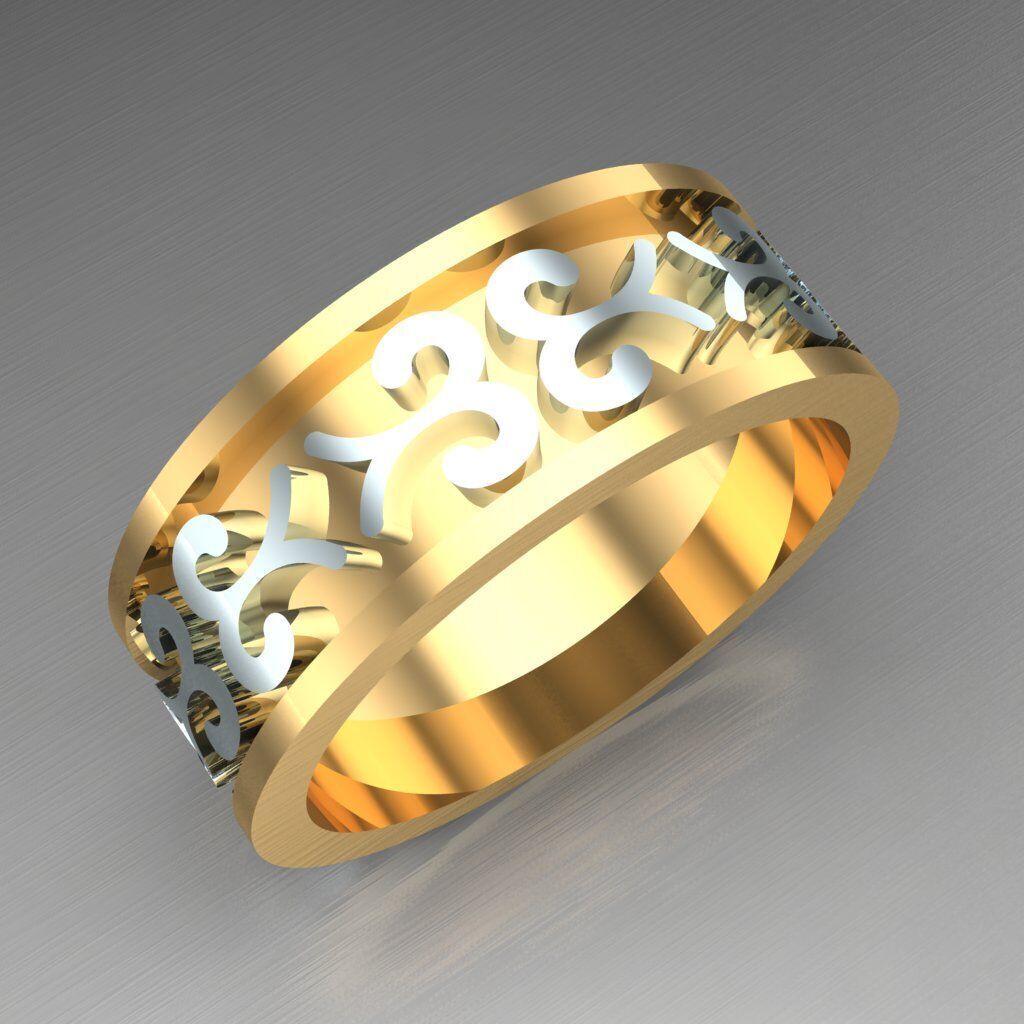 Light Gold Diamond Men Ring 2MR020 3D model_2
