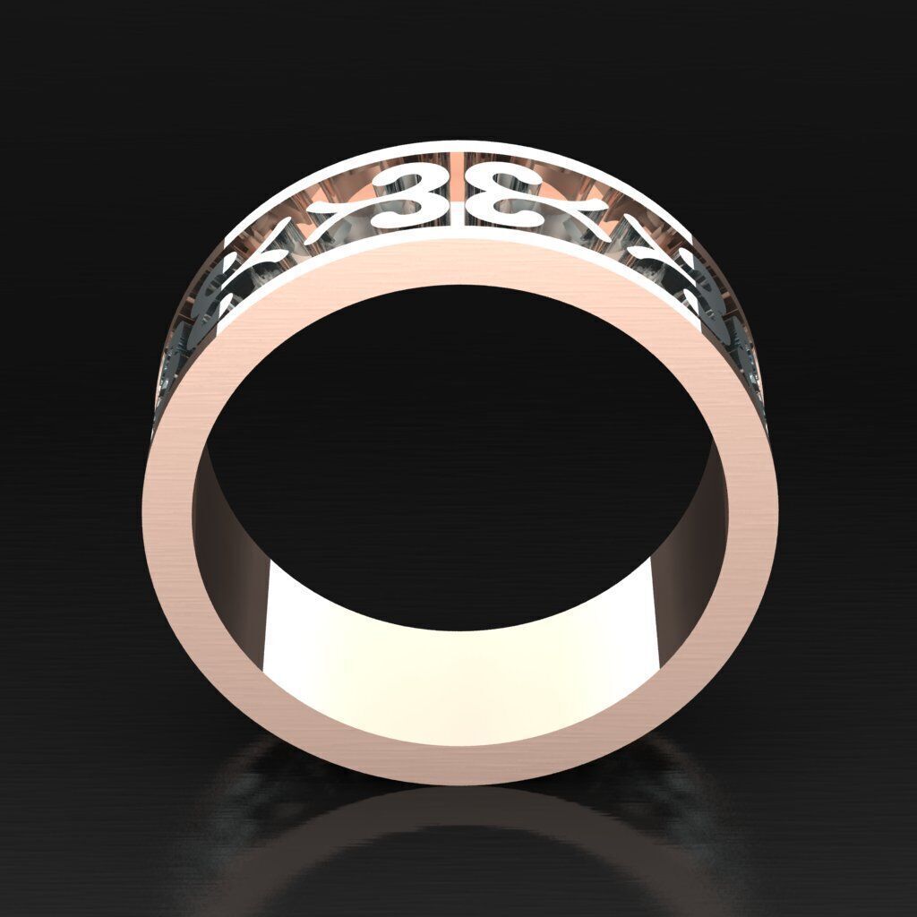 Light Gold Diamond Men Ring 2MR020 3D model_6