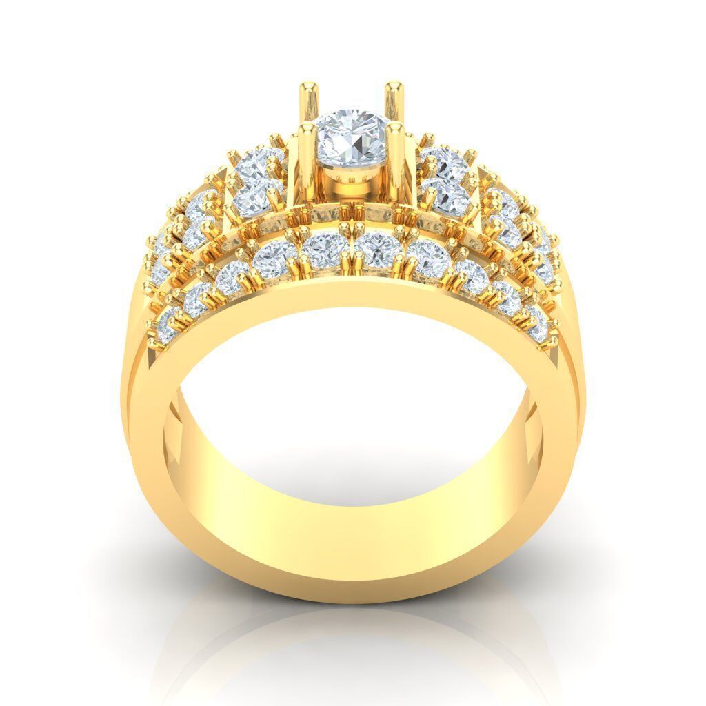 Light Gold Diamond Men Ring 2MR021 3D model_16