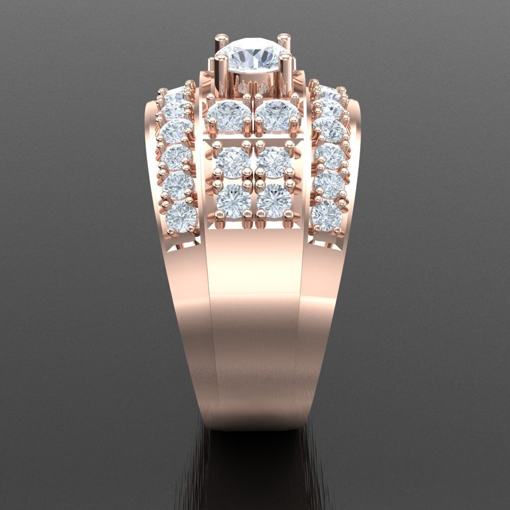 Light Gold Diamond Men Ring 2MR021 3D model_12