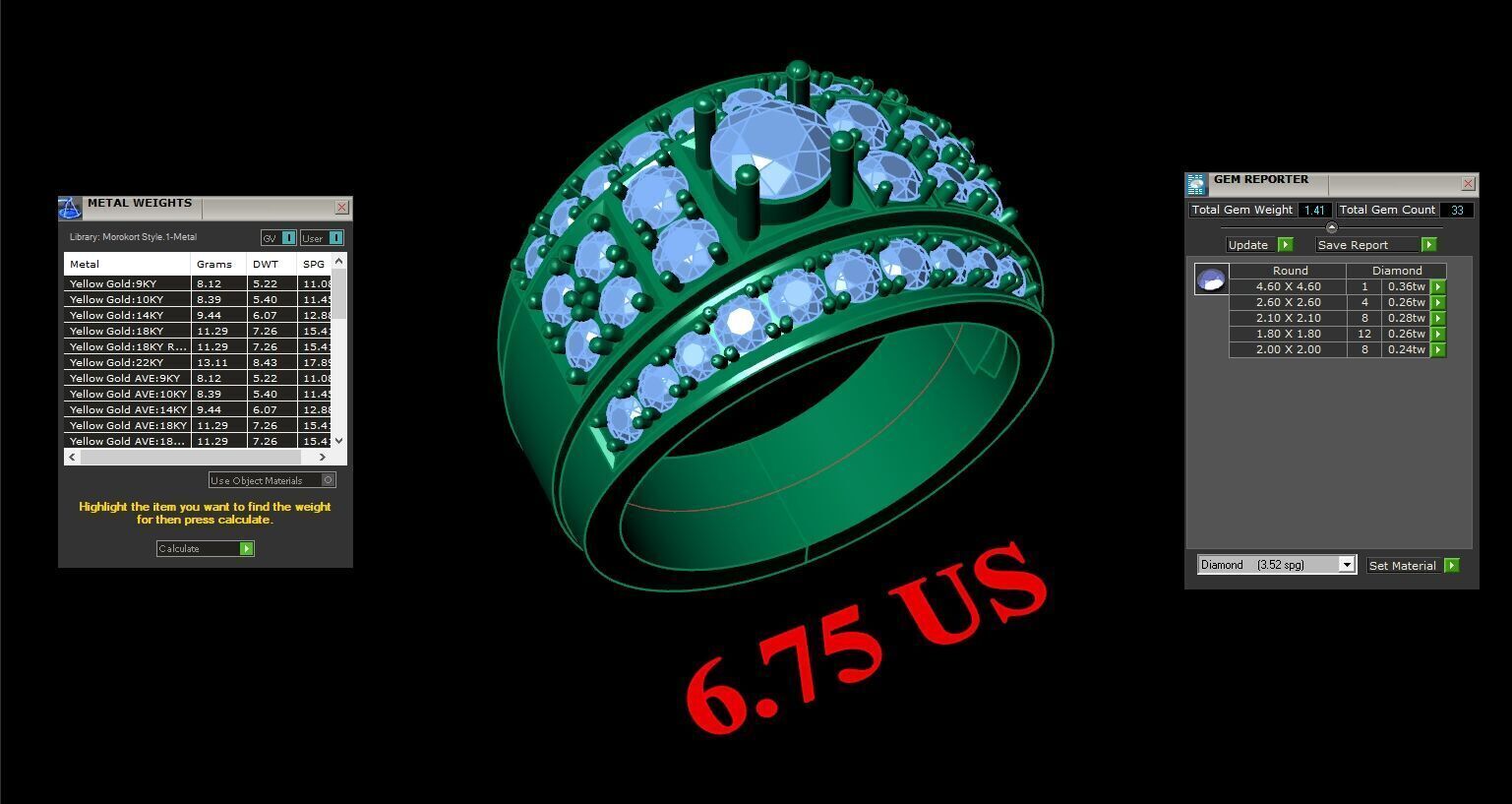 Light Gold Diamond Men Ring 2MR021 3D model_4