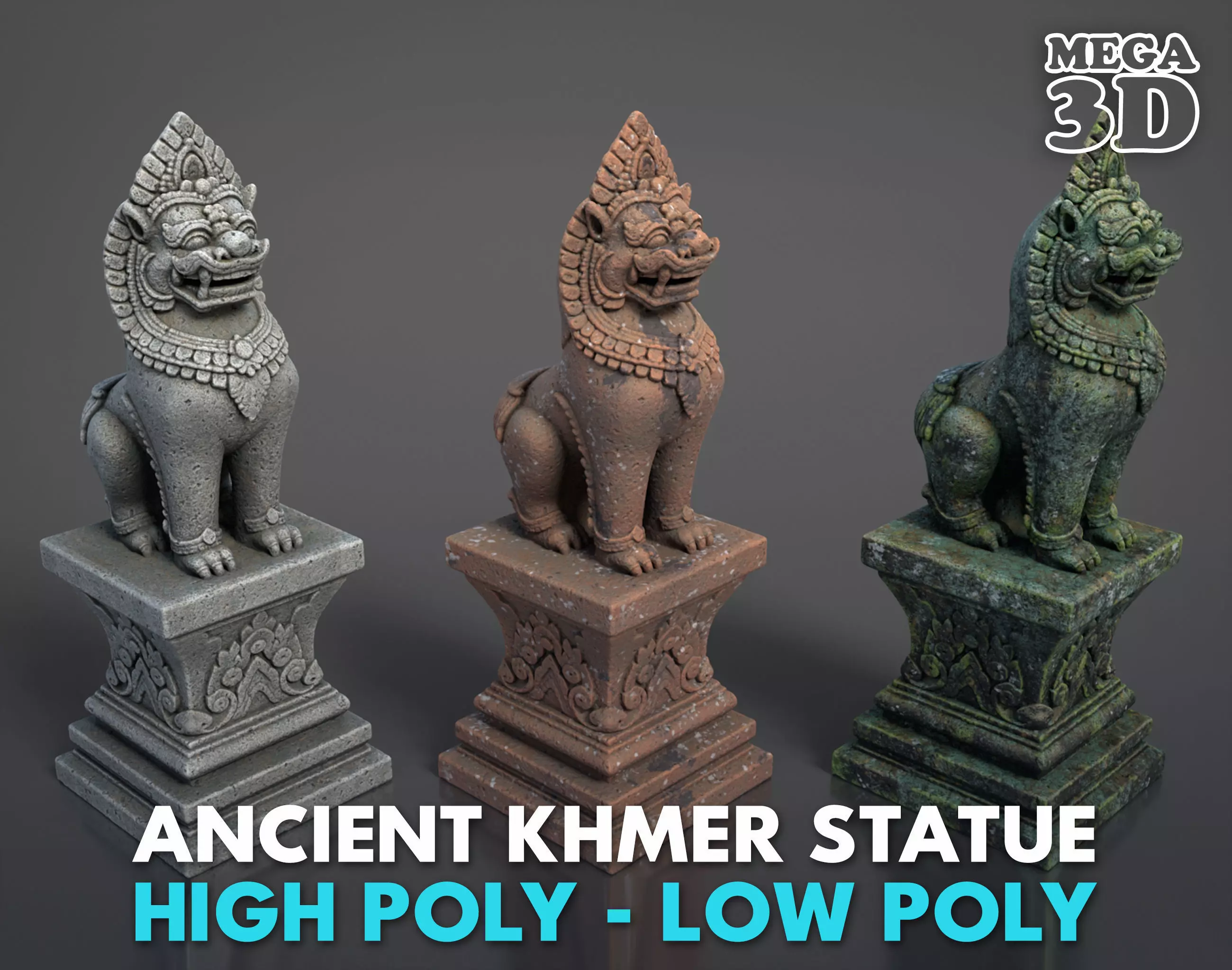 Ancient Khmer Statue22-250523 Low-poly 3D model_0