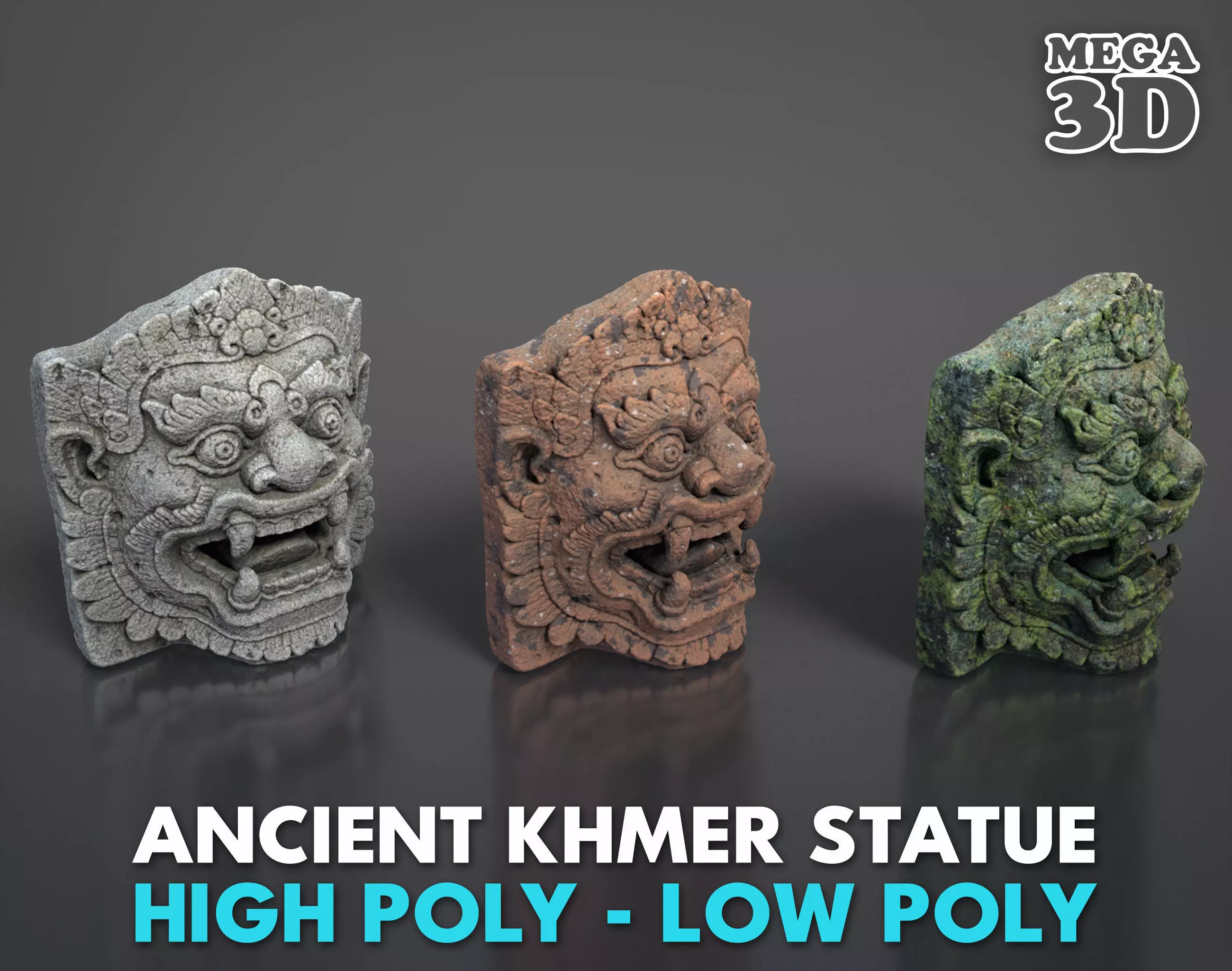 Ancient Khmer Statue23-250523 Low-poly 3D model_0