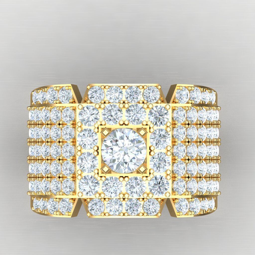 Light Gold Diamond Men Ring 2MR024 3D model_10