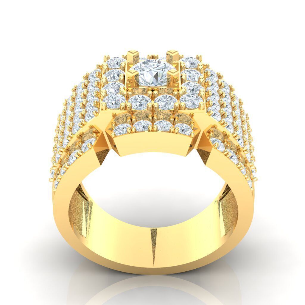 Light Gold Diamond Men Ring 2MR024 3D model_16