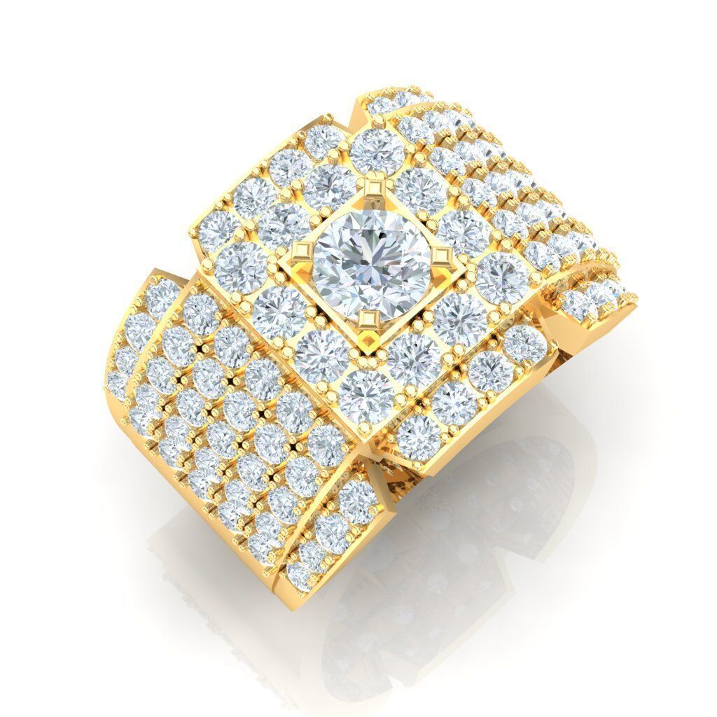 Light Gold Diamond Men Ring 2MR024 3D model_18