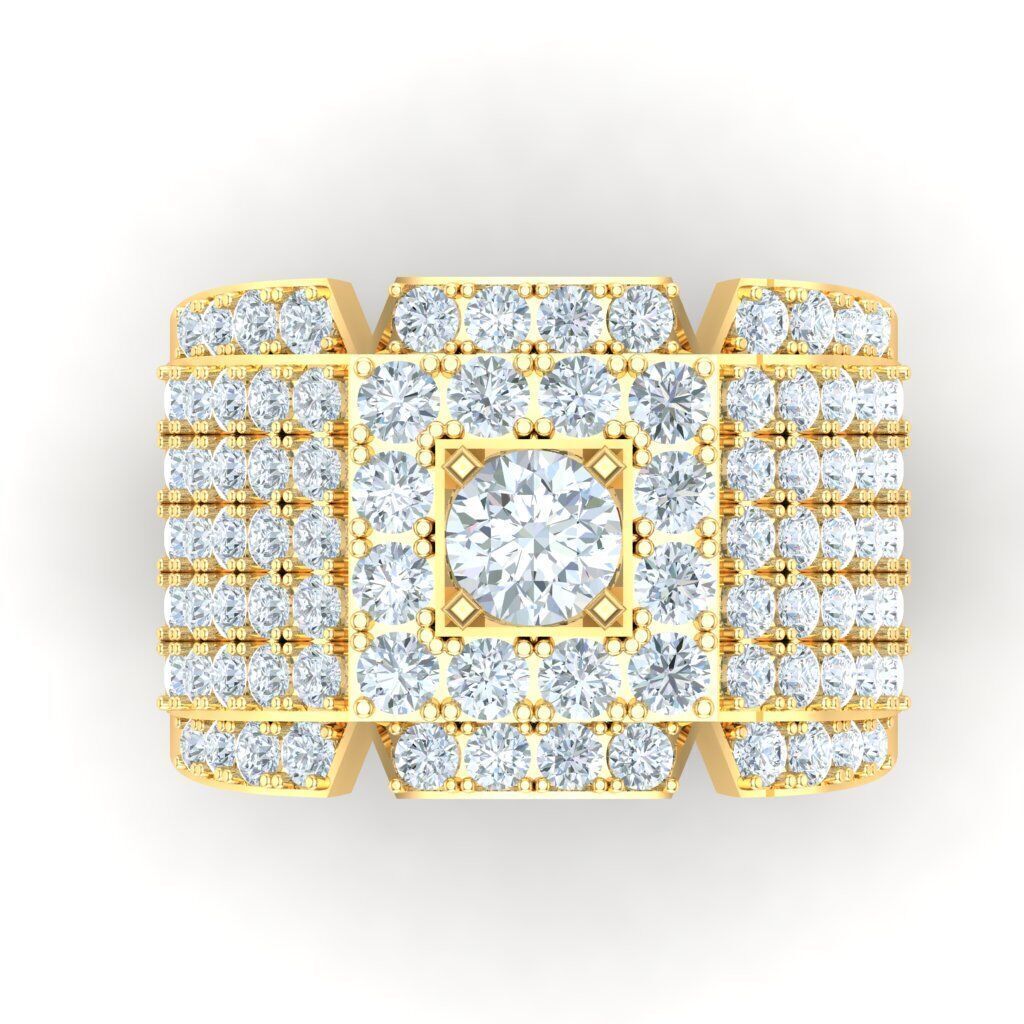 Light Gold Diamond Men Ring 2MR024 3D model_19