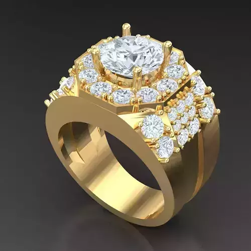 Light Gold Diamond Men Ring 2MR026