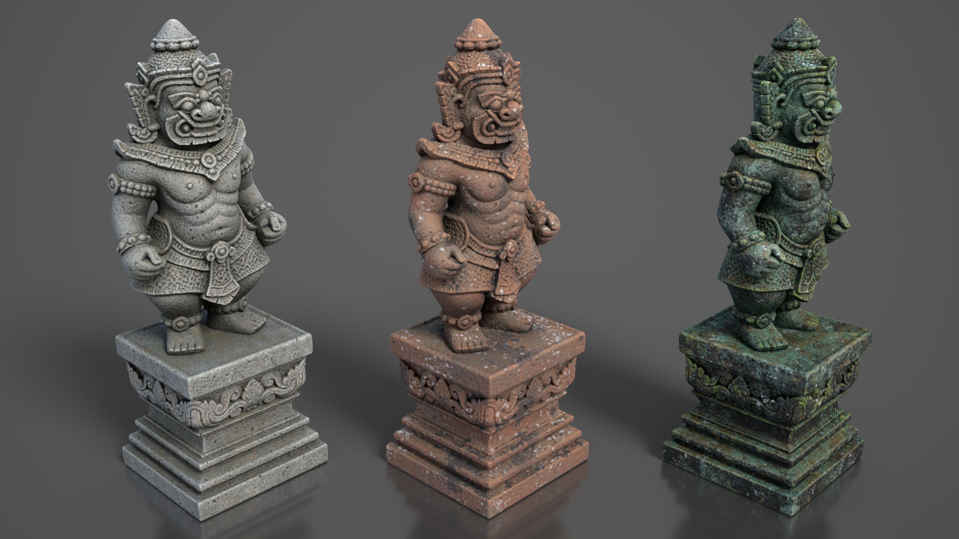 Ancient Khmer Statues Pack B-250523 3D Model Collection_7