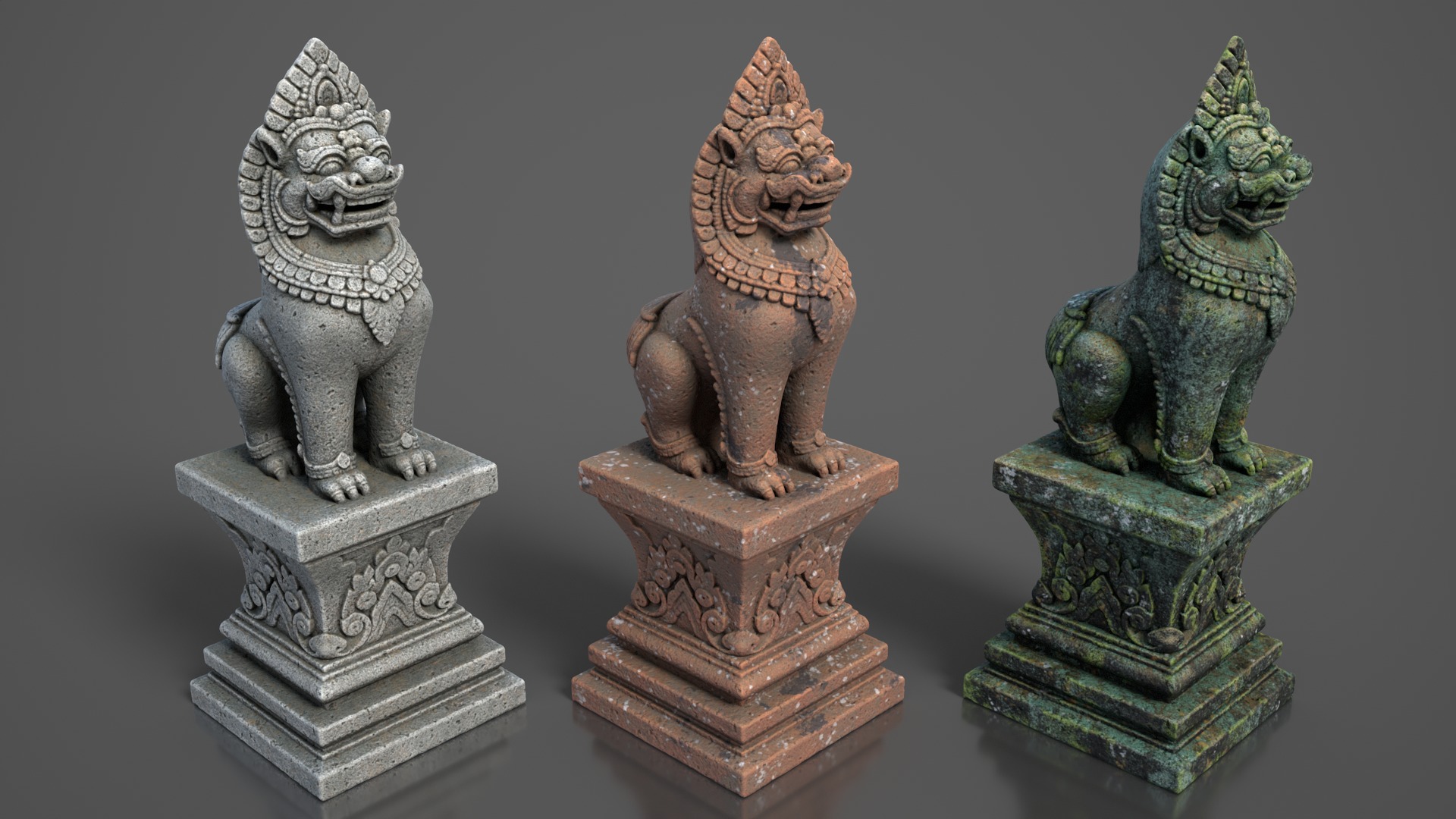Ancient Khmer Statues Pack B-250523 3D Model Collection_9