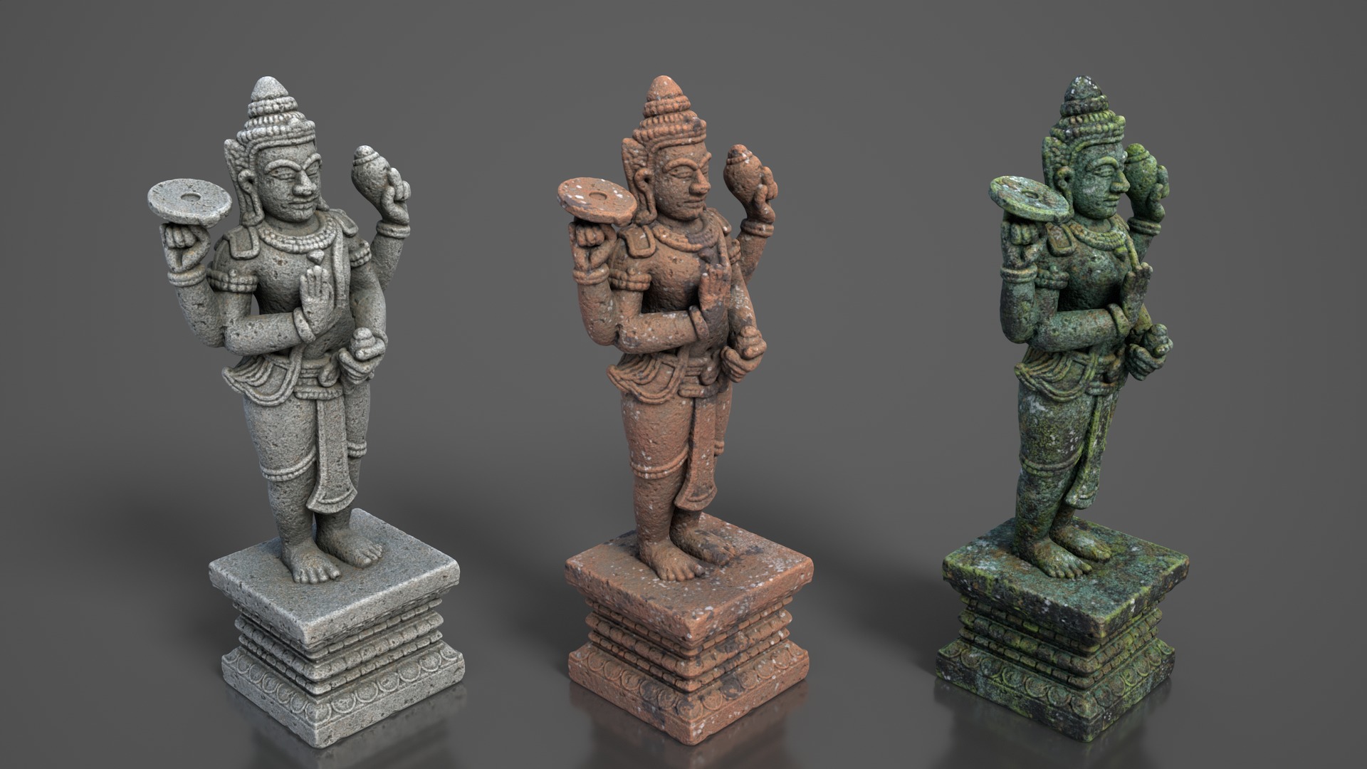 Ancient Khmer Statues Pack B-250523 3D Model Collection_1