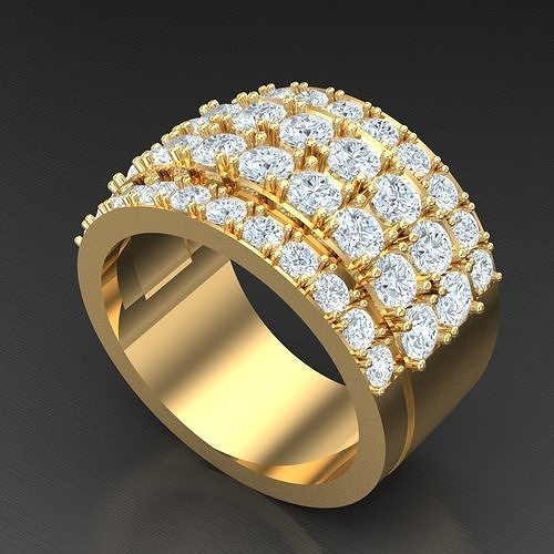 Light Gold Diamond Men Ring 2MR027 3D print model