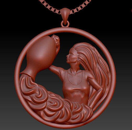 Aquarius Zodiac Sign Pendant 3D print model