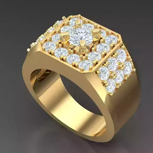 Light Gold Diamond Men Ring 2MR029