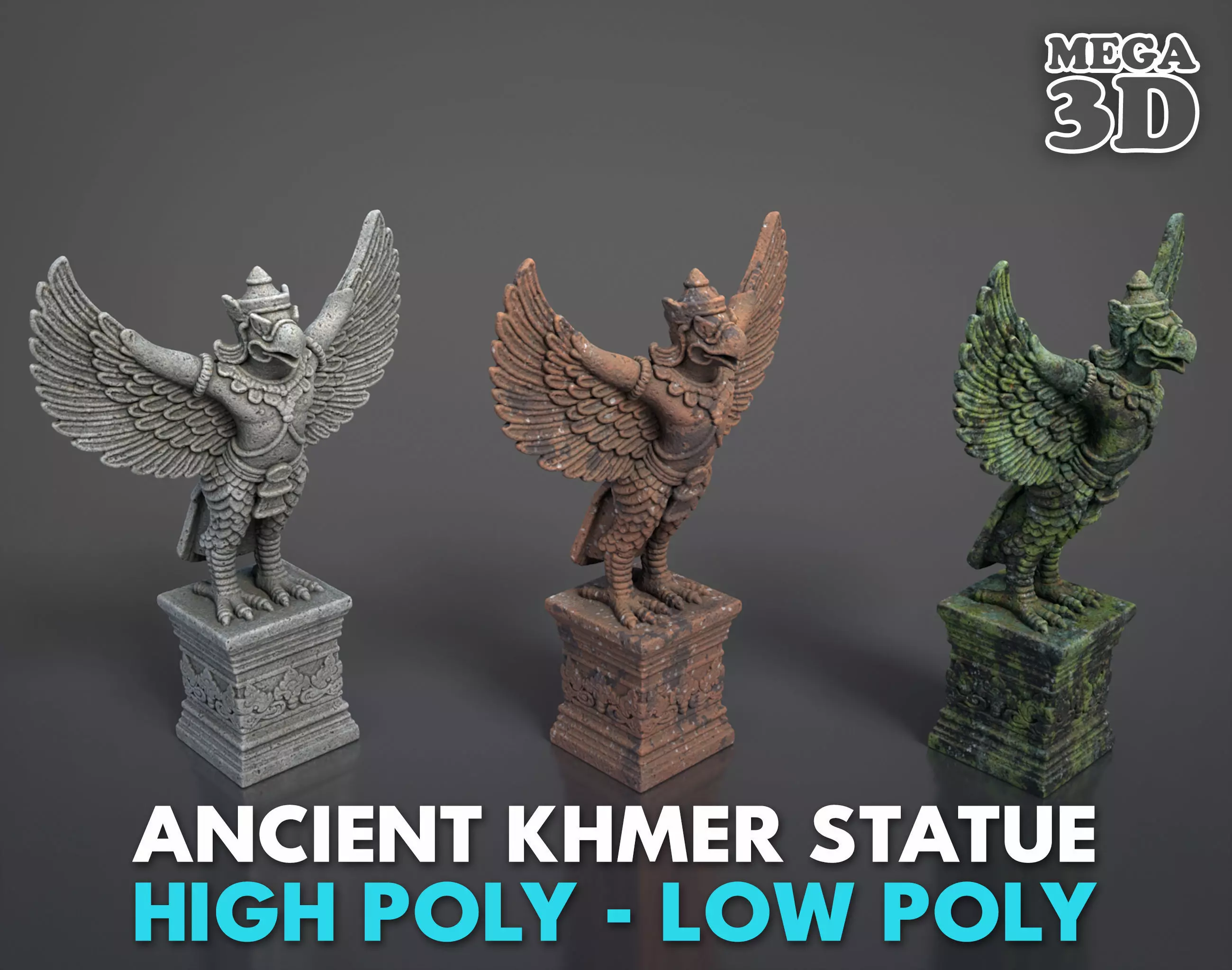 Ancient Khmer Statue24-250523 Low-poly 3D model_0