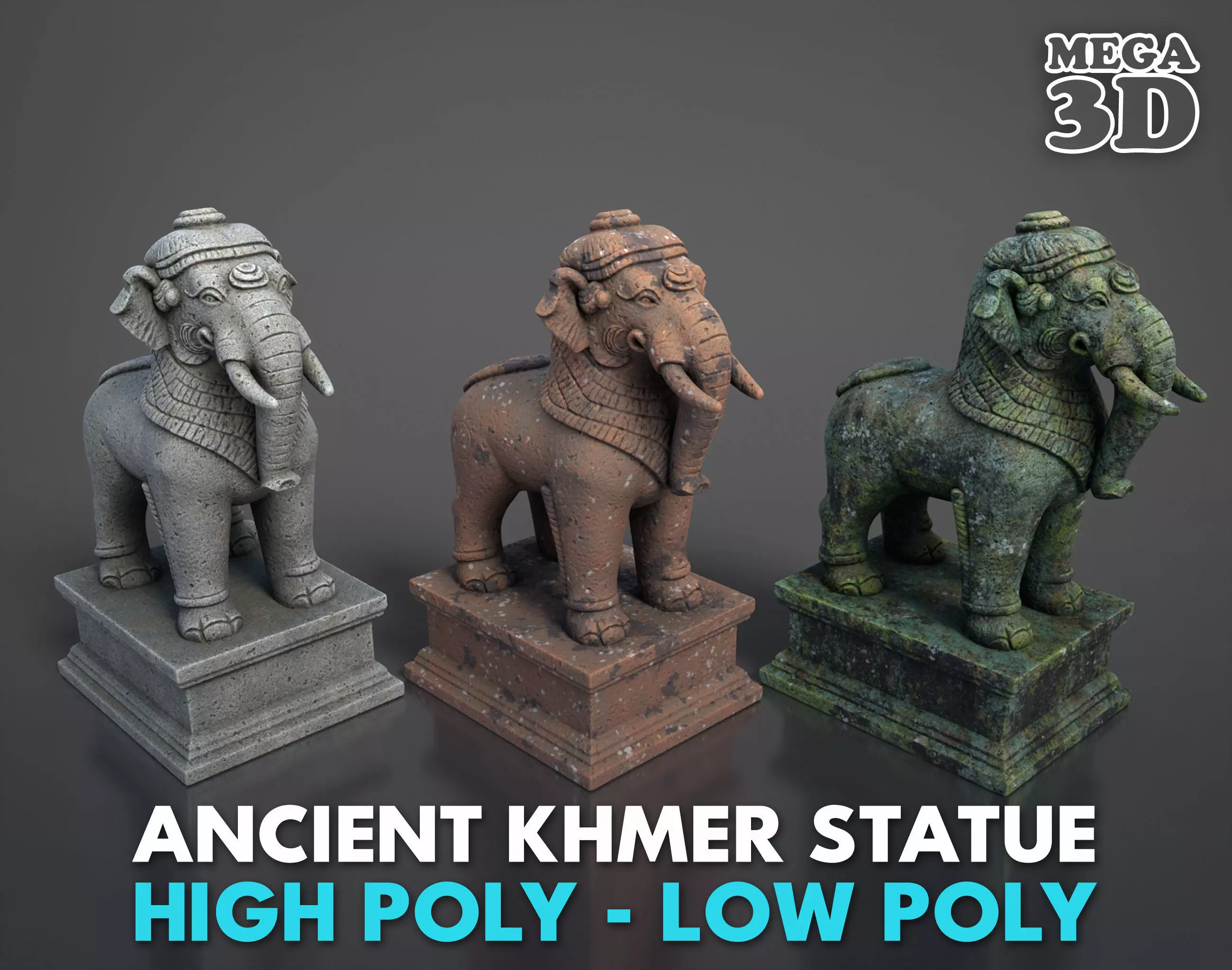 Ancient Khmer Statue25-250523 Low-poly 3D model_0