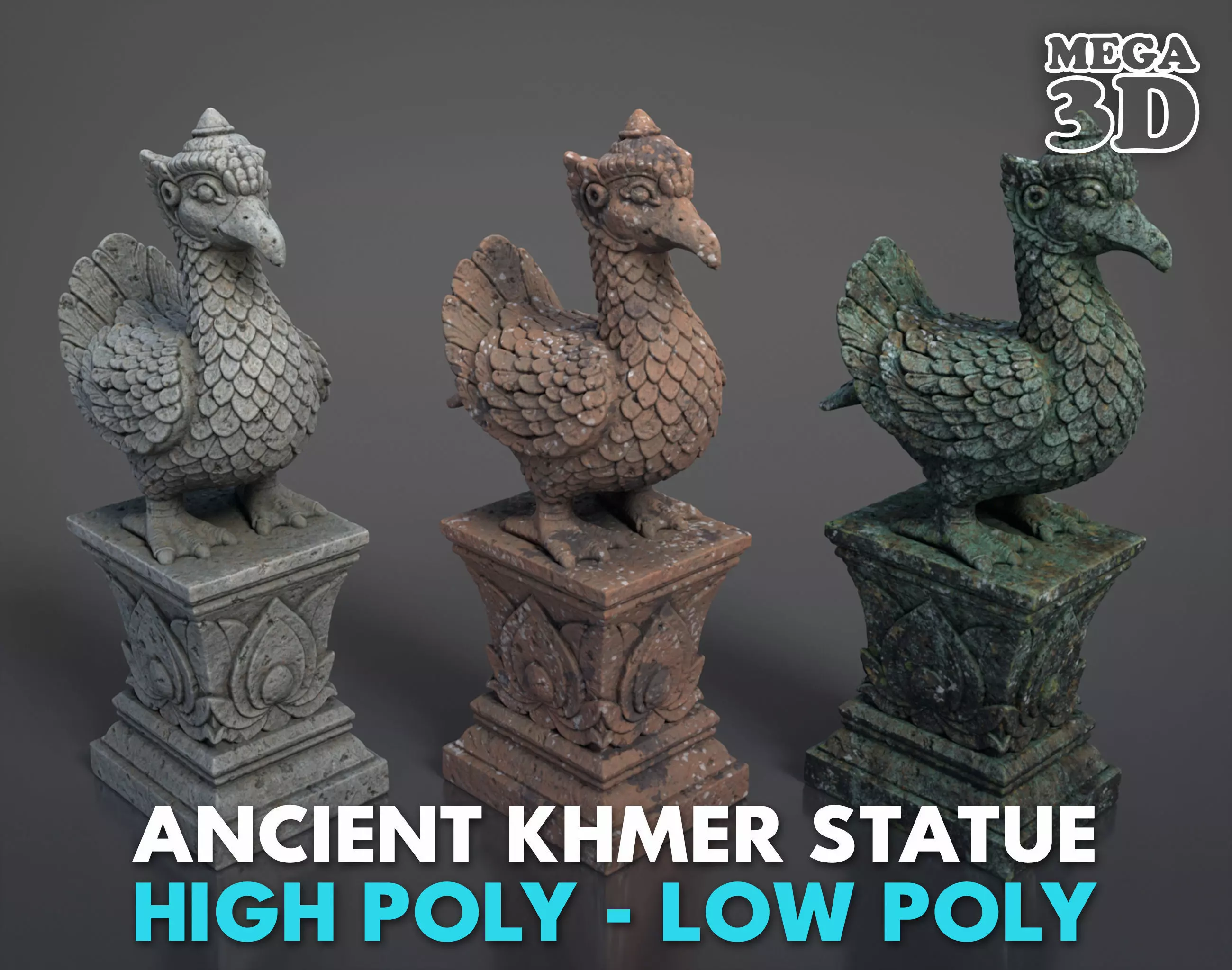 Ancient Khmer Statue26-250523 Low-poly 3D model_0