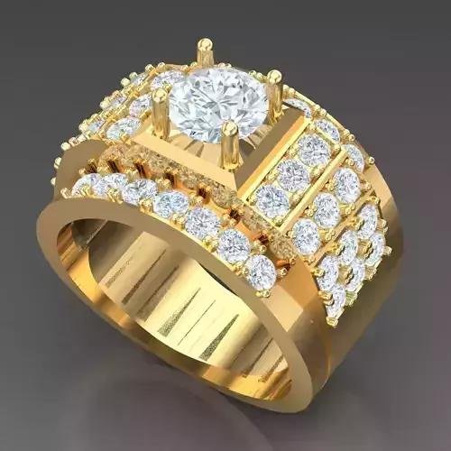 Light Gold Diamond Men Ring 2MR034