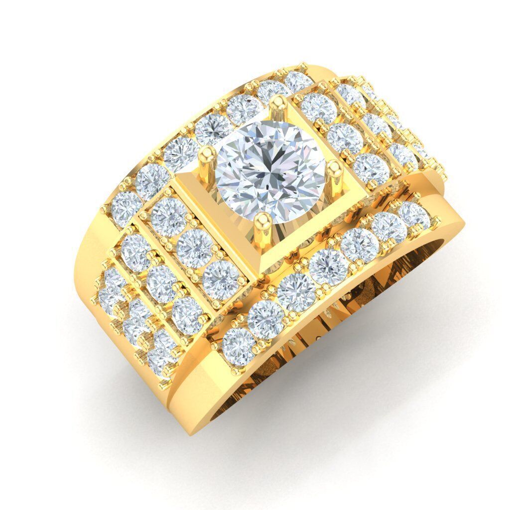 Light Gold Diamond Men Ring 2MR034 3D model_18
