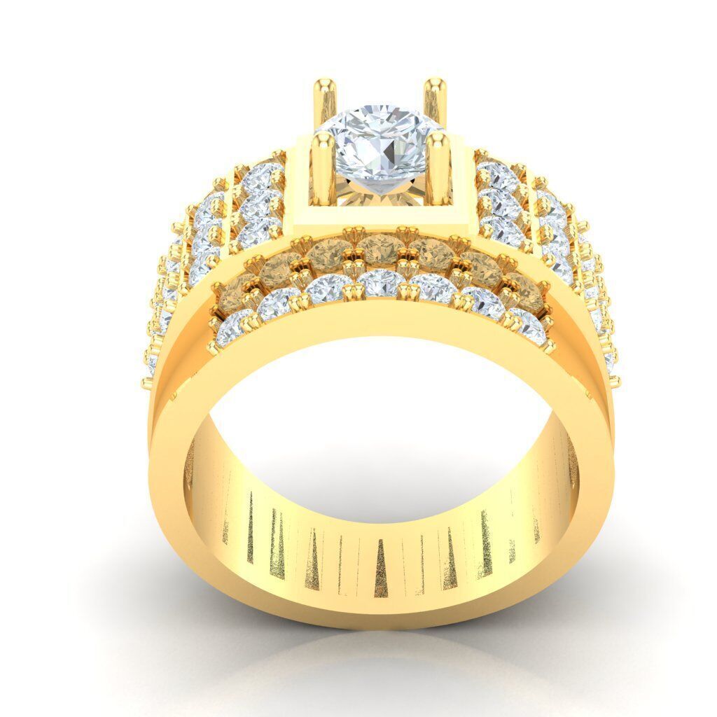 Light Gold Diamond Men Ring 2MR034 3D model_16