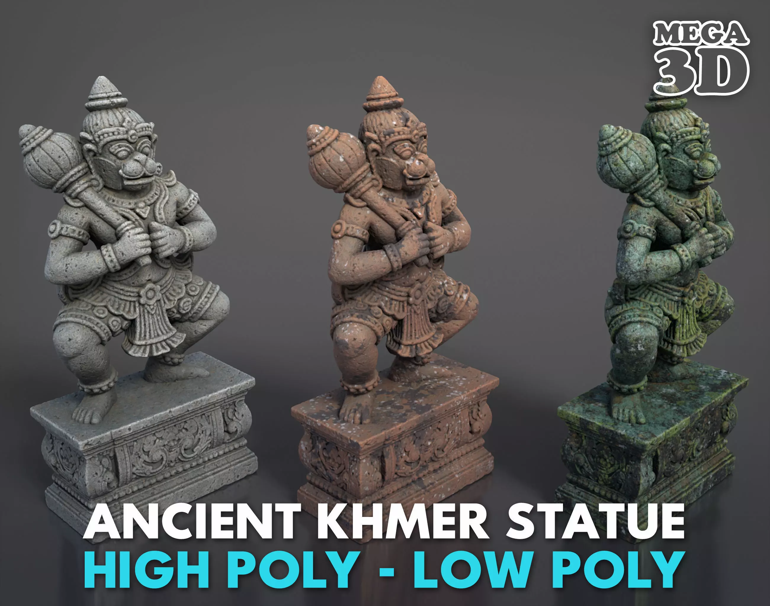 Ancient Khmer Statue28-250523 Low-poly 3D model_0