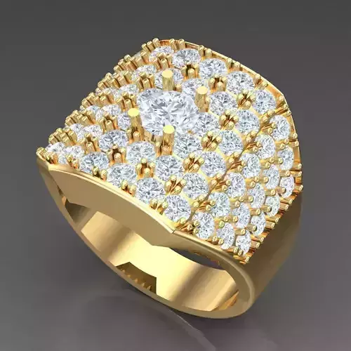 Light Gold Diamond Men Ring 2MR037