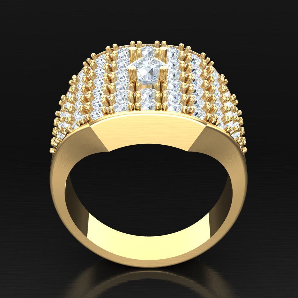 Light Gold Diamond Men Ring 2MR037 3D model_3
