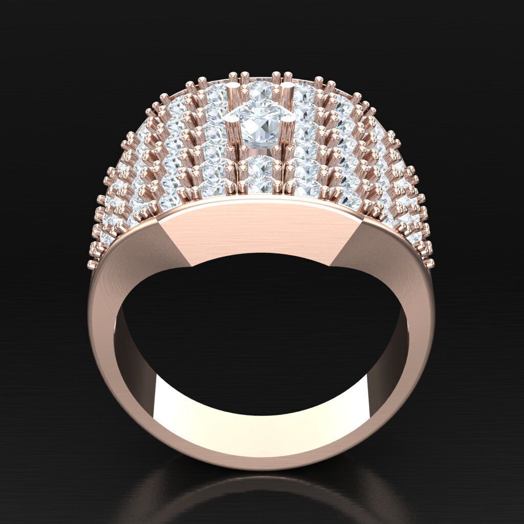 Light Gold Diamond Men Ring 2MR037 3D model_7