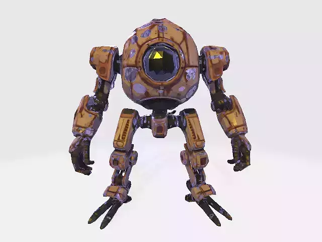 QuadraBot Pack - 4 Low Poly Sphere-Head Robots - Game-Ready