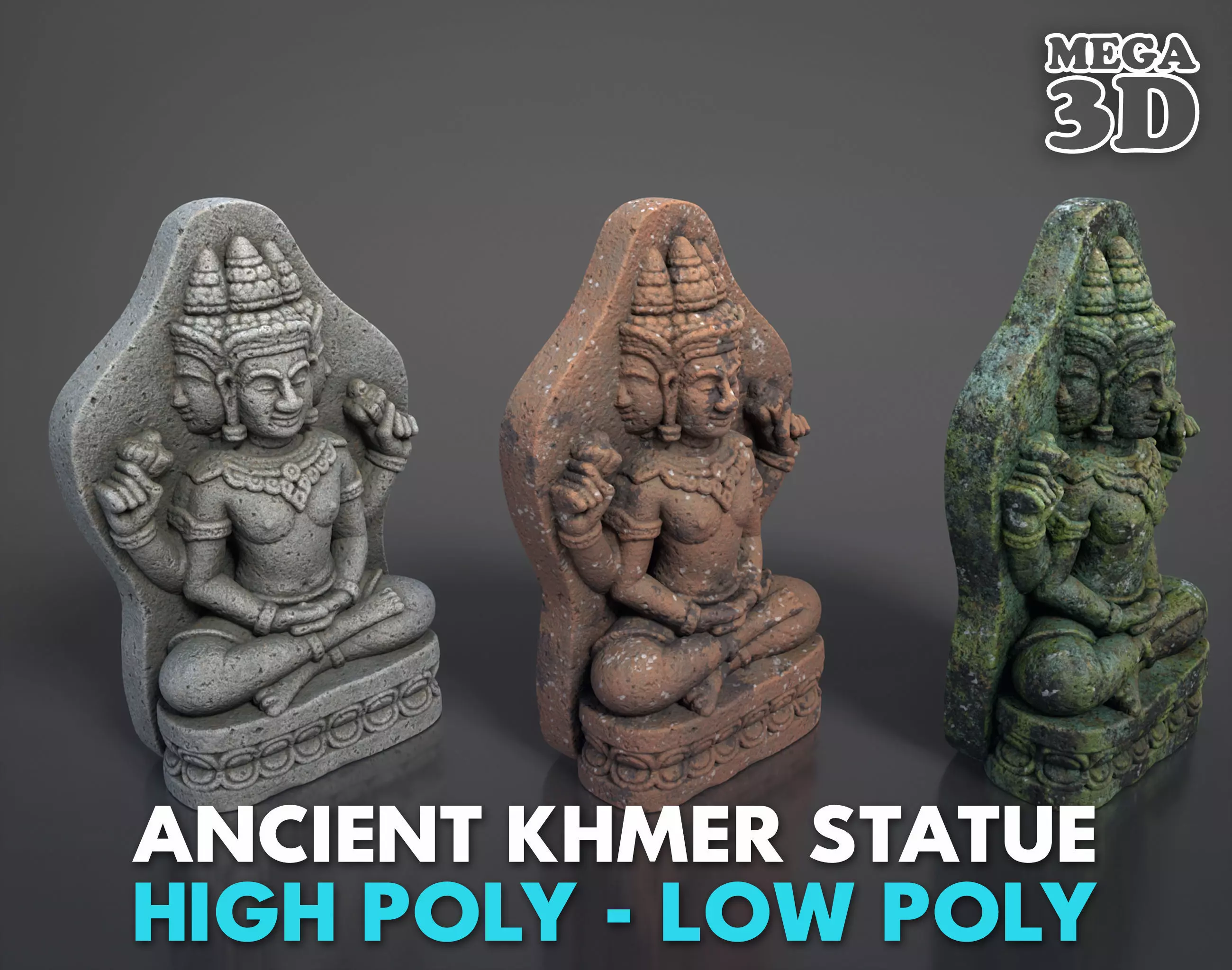 Ancient Khmer Statue29-250523 Low-poly 3D model_0
