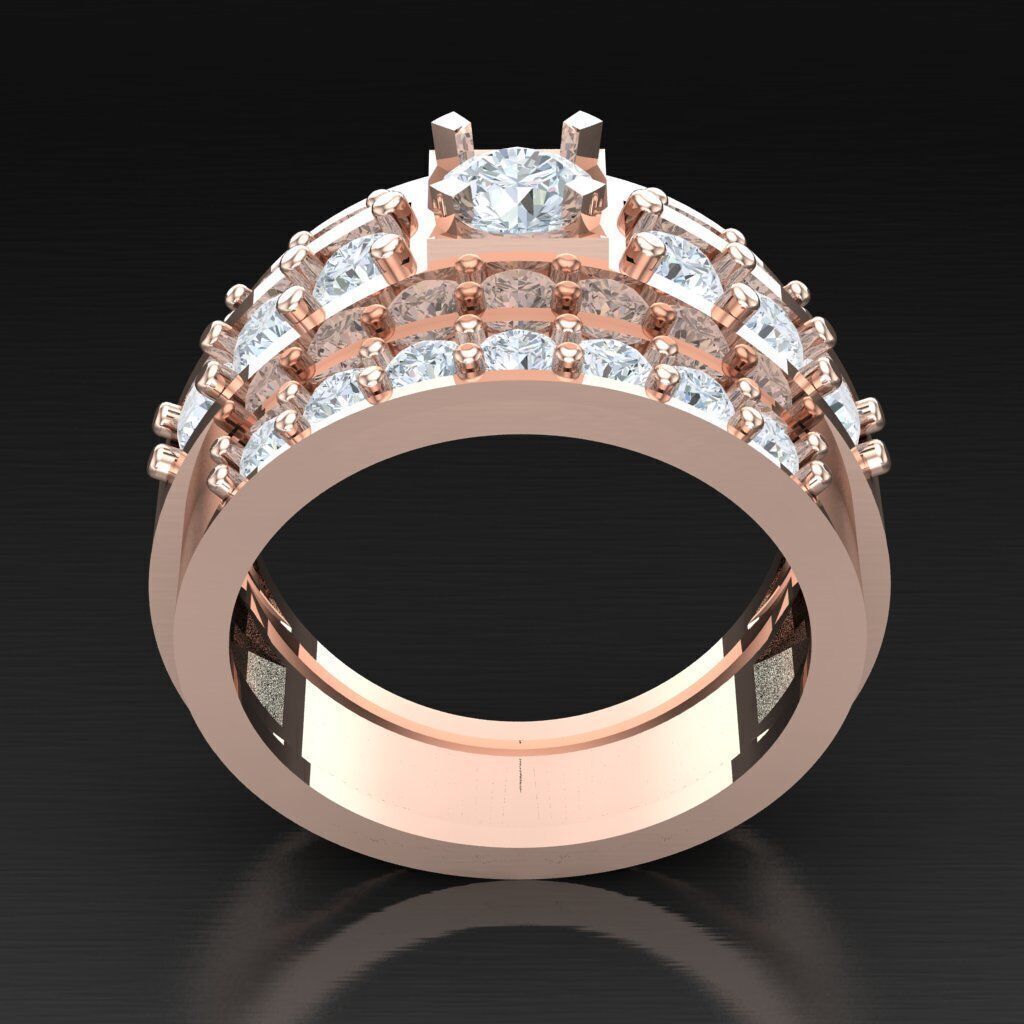 Light Gold Diamond Men Ring 2MR042 3D model_7