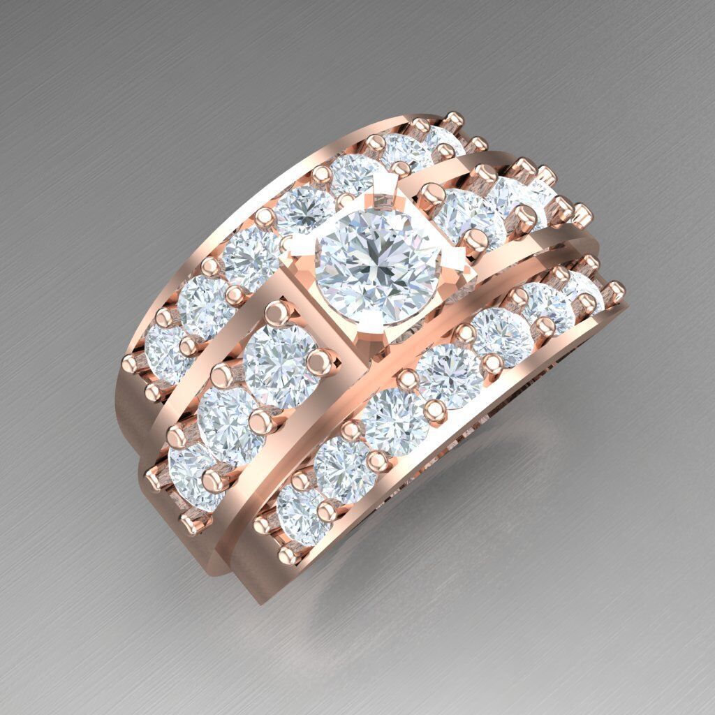 Light Gold Diamond Men Ring 2MR042 3D model_11