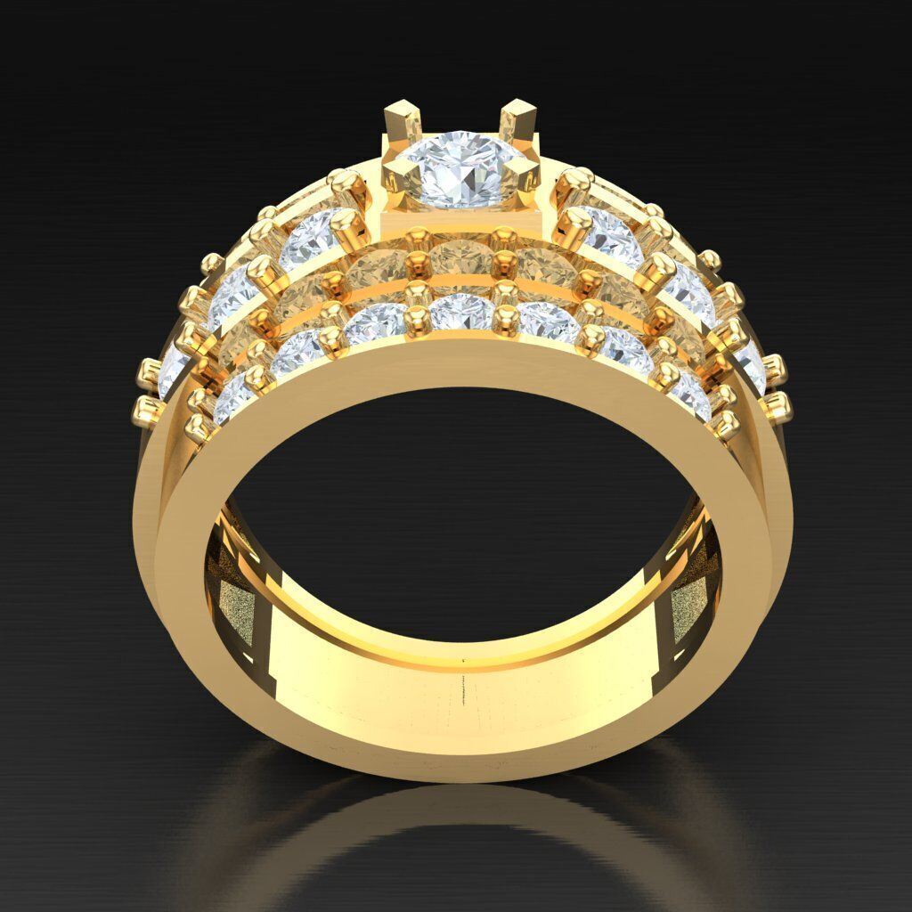 Light Gold Diamond Men Ring 2MR042 3D model_3