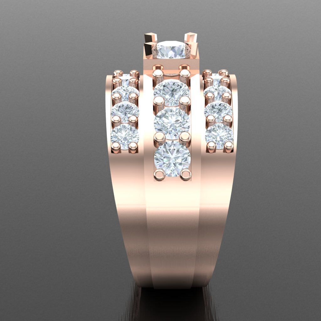 Light Gold Diamond Men Ring 2MR042 3D model_12