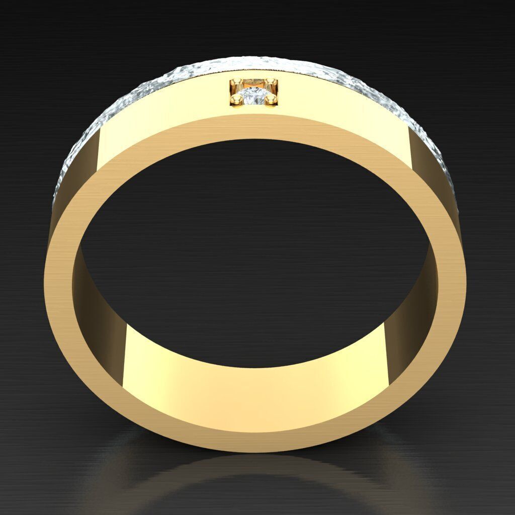 Light Gold Diamond Men Ring 2MR044 3D model_3